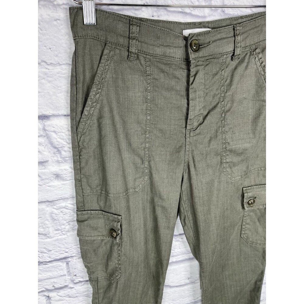EVEREVE Women's Light Green Linen Blend Cargo Jogger Pants 27 - Picture 2 of 5